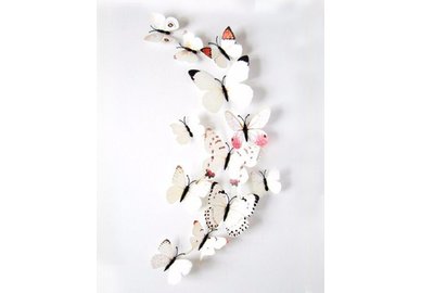 Dekorativní motýlci na zeď 2 kusy - barva bílá