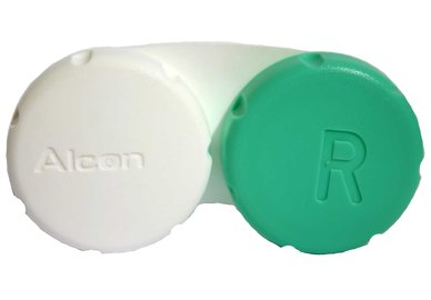 Pouzdro na kontaktní čočky zeleno-bílé