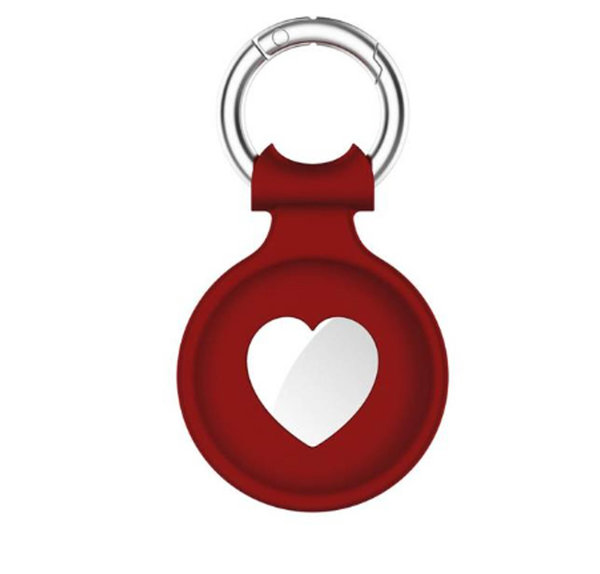 Silikonový ochranný kryt pro AirTag - tvar srdce červený