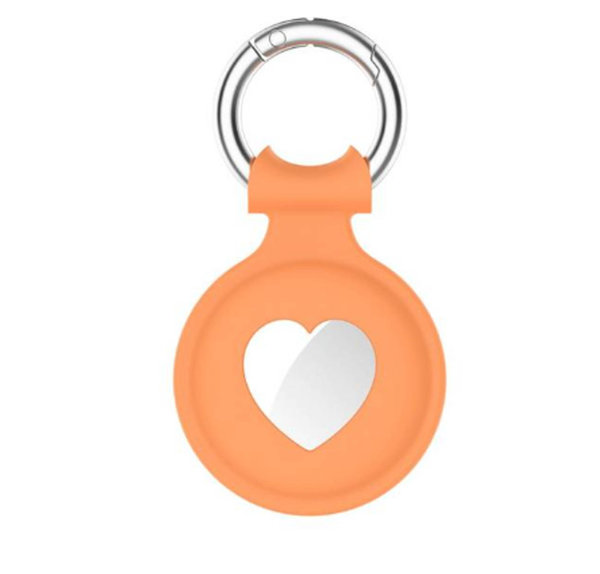 Silikonový ochranný kryt pro AirTag - tvar srdce oranžový