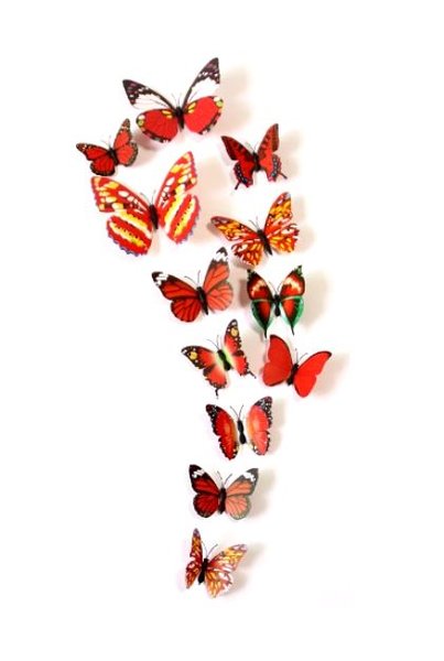 Dekorativní motýlci na zeď 2 kusy - barva červená