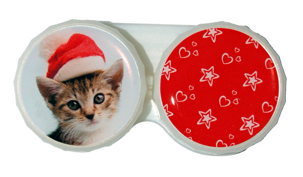 Klasické pouzdro motiv Vánoce - Kočka žíhaná s čepicí