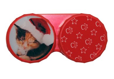 Klasické pouzdro motiv Vánoce - Kočka tmavá s čepicí