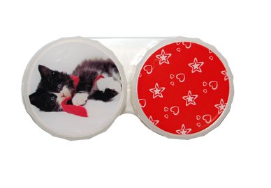 Klasické pouzdro motiv Vánoce - Ležící kotě s šálou