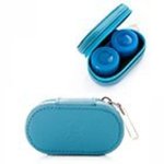 Kožené pouzdro se zrcátkem - Světle modré